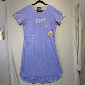 Disney Pooh Womens Cotton Nightgown Size Large Blue Pockets Nostalgic Kidcore
